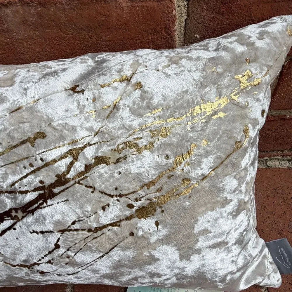 Aviva Stanoff $395 Constellation Crème Gold Crushed Velvet Pillow 12